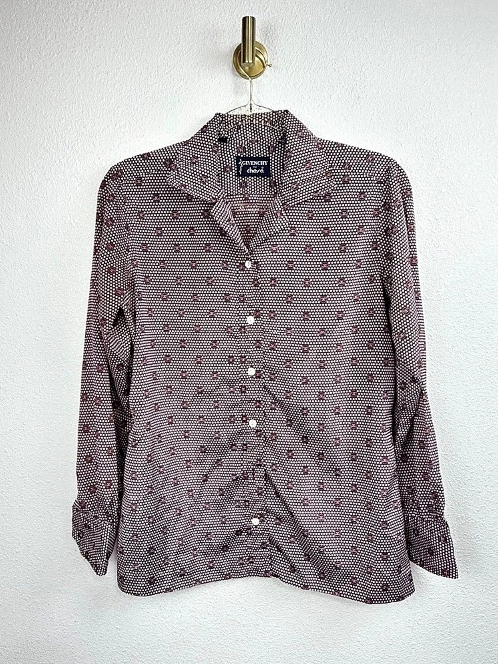Givenchy Vintage Polka Dot Button Down in Brown & White Top Size 12
